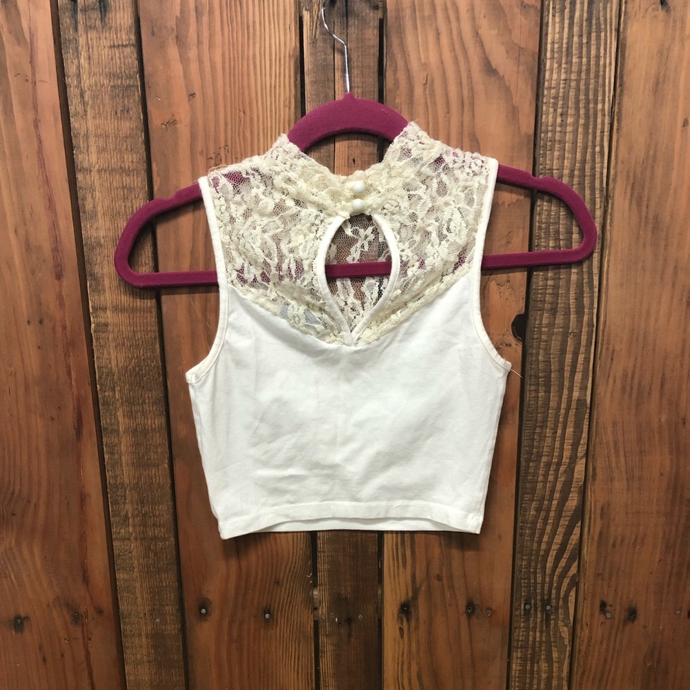 Charlotte Russe size small white lace crop top - Picture 6 of 7